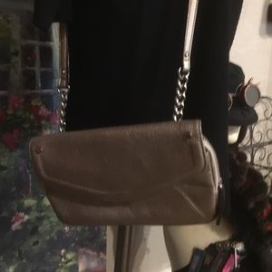 Tignanello Gold Leather Crossbody with  Key Ring